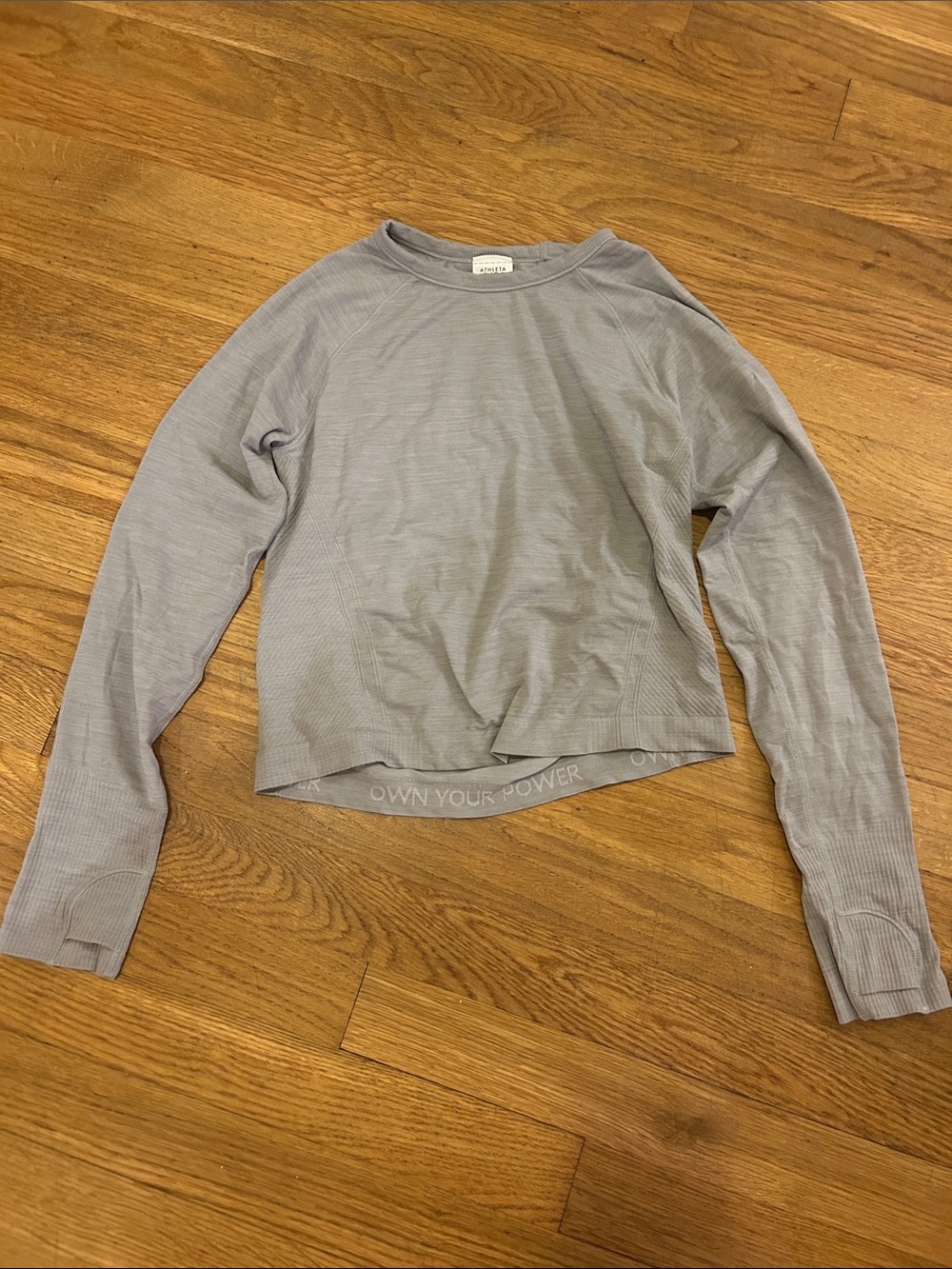 Athleta Girl Light Gray Ribbed Crewneck Crop Top